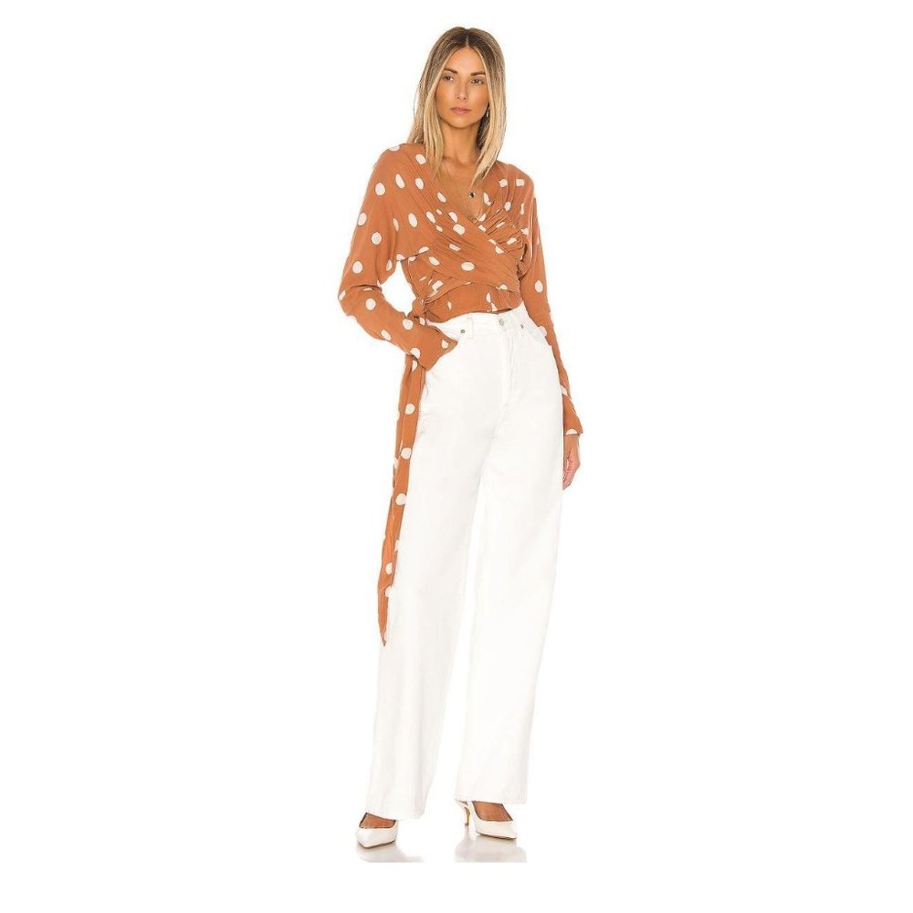 NWT L’ACADEMIE The Lydie Top in Rust & Ivory Dot S - Picture 5 of 6